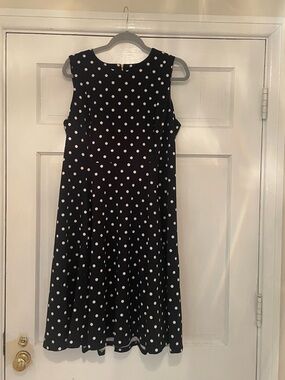 Calvin Klein Black and White Polka Dot Sleeveless Dress
